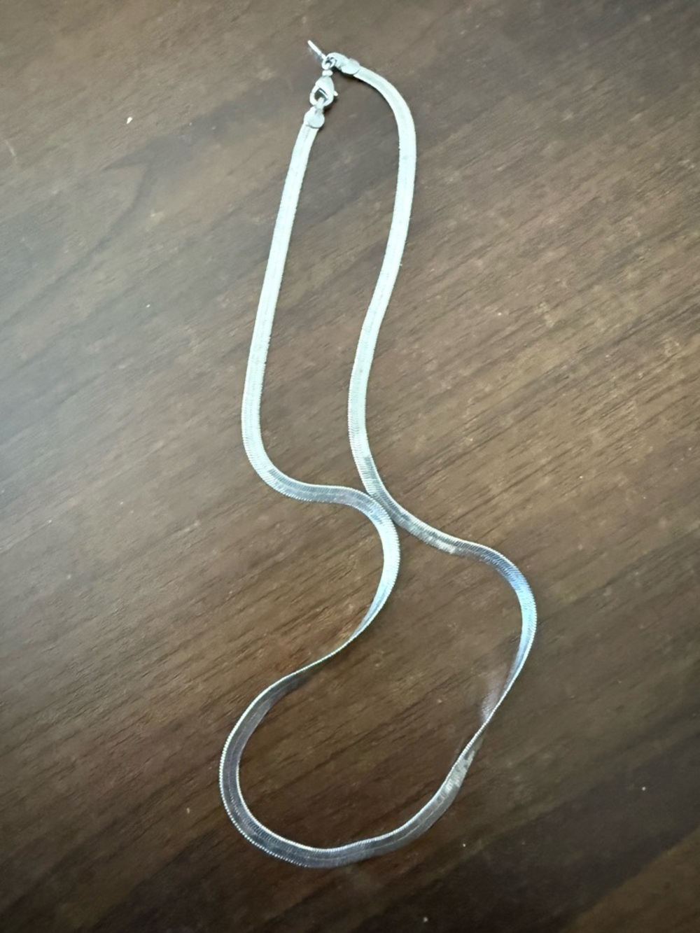 Silver Herringbone Chain Necklace